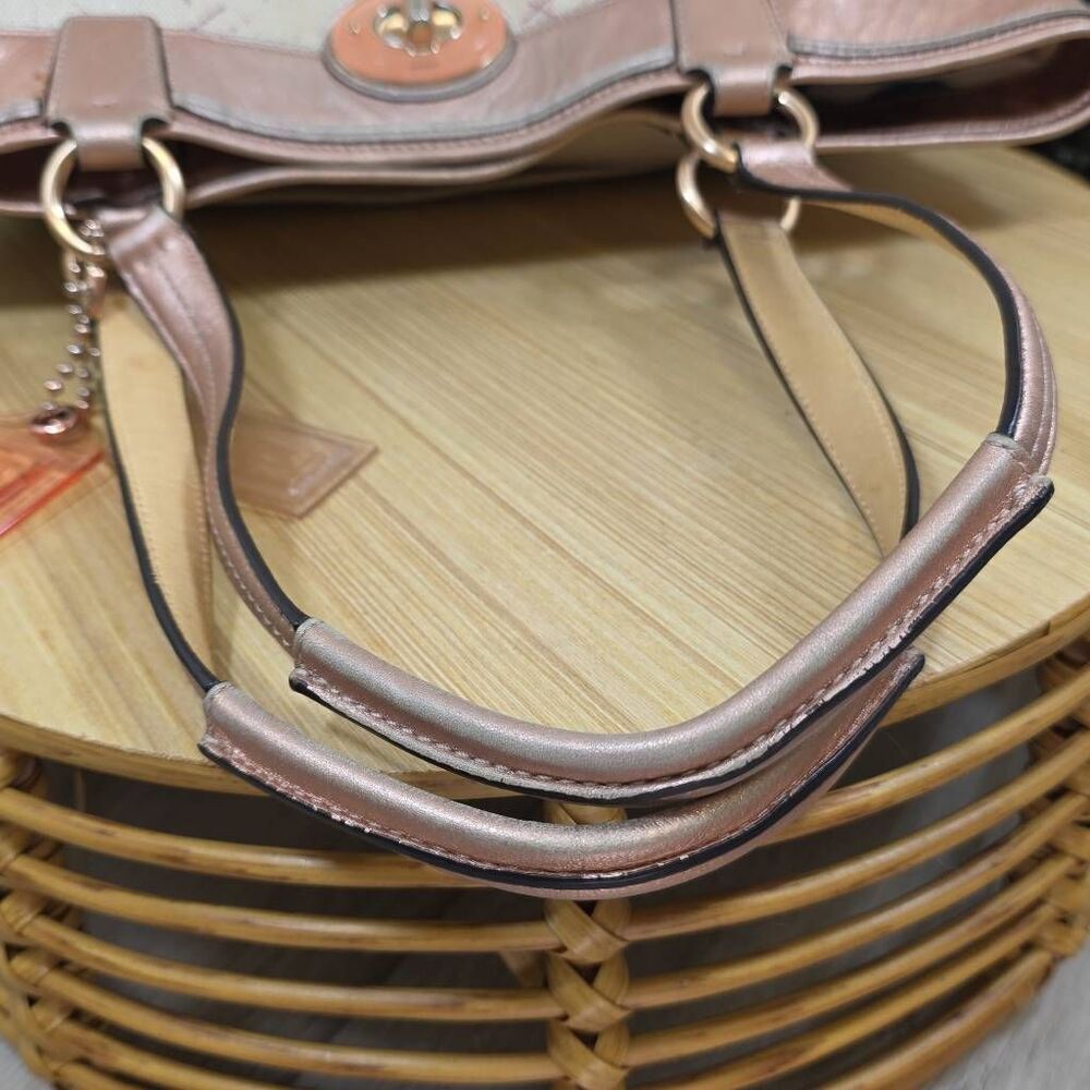 Coach Audrey "Leigh" Slim Tote – Coral Canvas - Picture 10 of 15